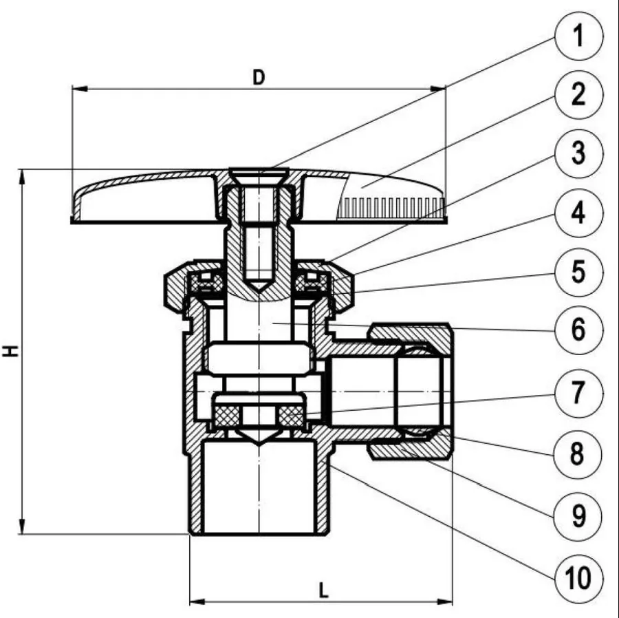 Exploded diagram of Angle Stop Valves