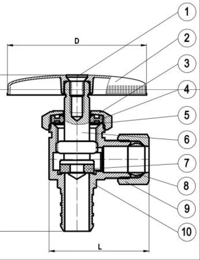 Exploded diagram of Angle Stop Valves