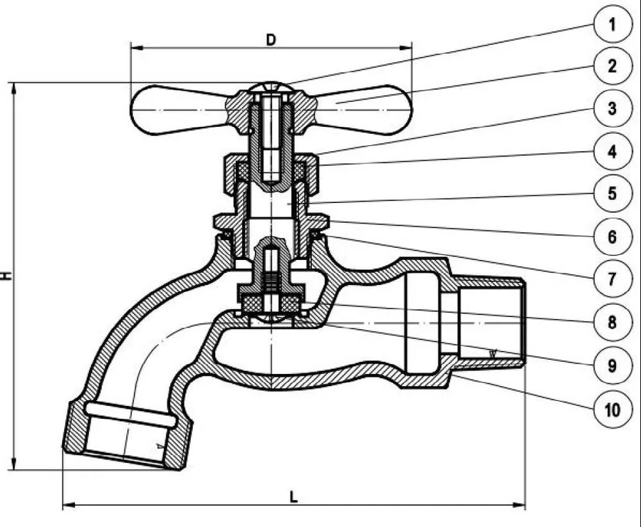 Exploded diagram of Hose Bibb Valves Heavy Duty