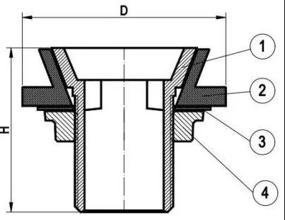 Exploded diagram of Cast Brass Urinal Spud & Closet Spud