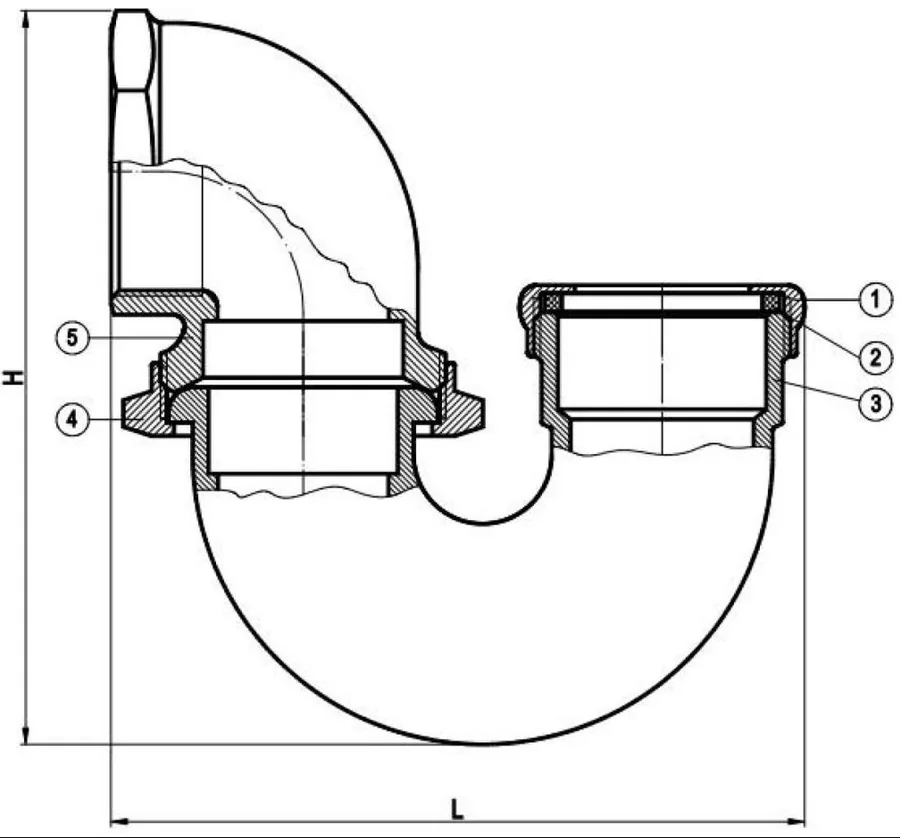 Exploded diagram of Trap Cast Brass/CP