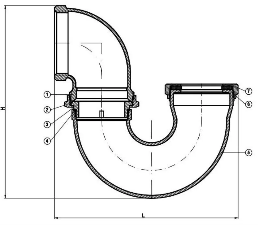 Exploded diagram of Trap Cast Brass